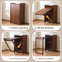 Solid Wood Folding Desk Student Household Computer Desk Bedroom Small Apartment Bedside Study Small Table Simple Desk