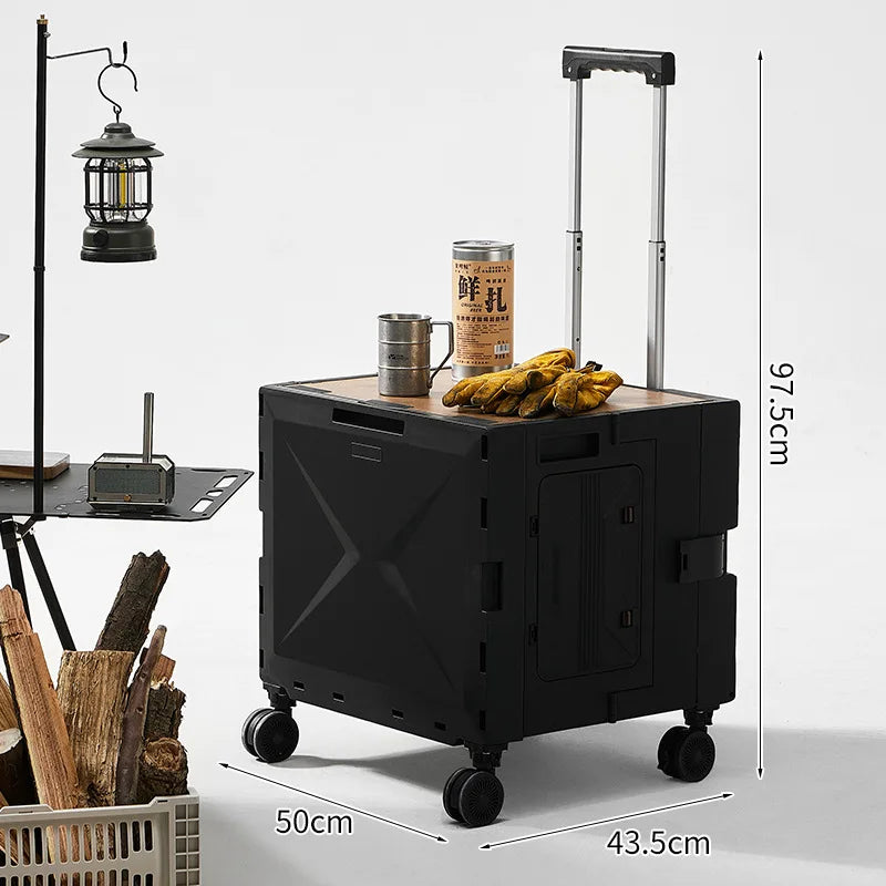 Outdoor camper trolley case picnic tools car foldable movable dining table multi-functional camp car