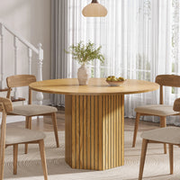 Tribesigns Round Dining Table for 4-6 People, 47-Inch Farmhouse Dinning Room Table Circle Kitchen Table, Industrial Dinner Table