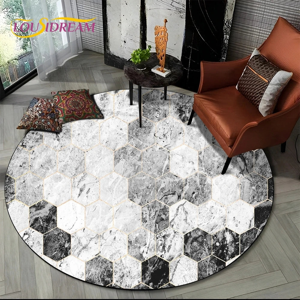 Marble Pattern Round Rug