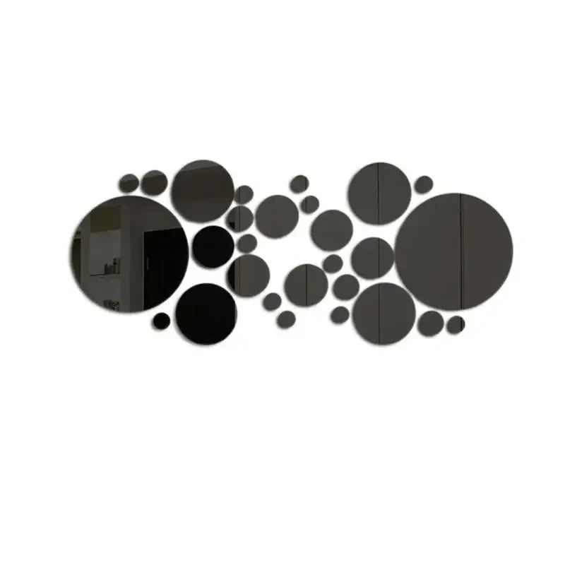 26pcs/Set 3D Round Mirror Wall Sticker Self-Adhesive Diy Decoration Bedroom Living Room Bathroom Background Decoration