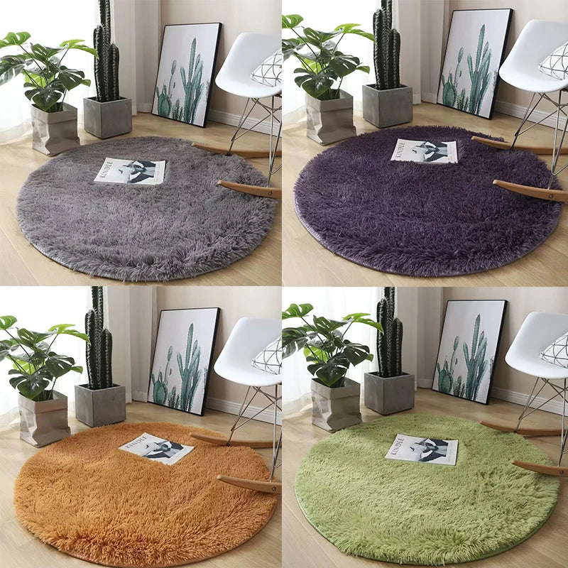 Round Fluffy Bedroom Rug