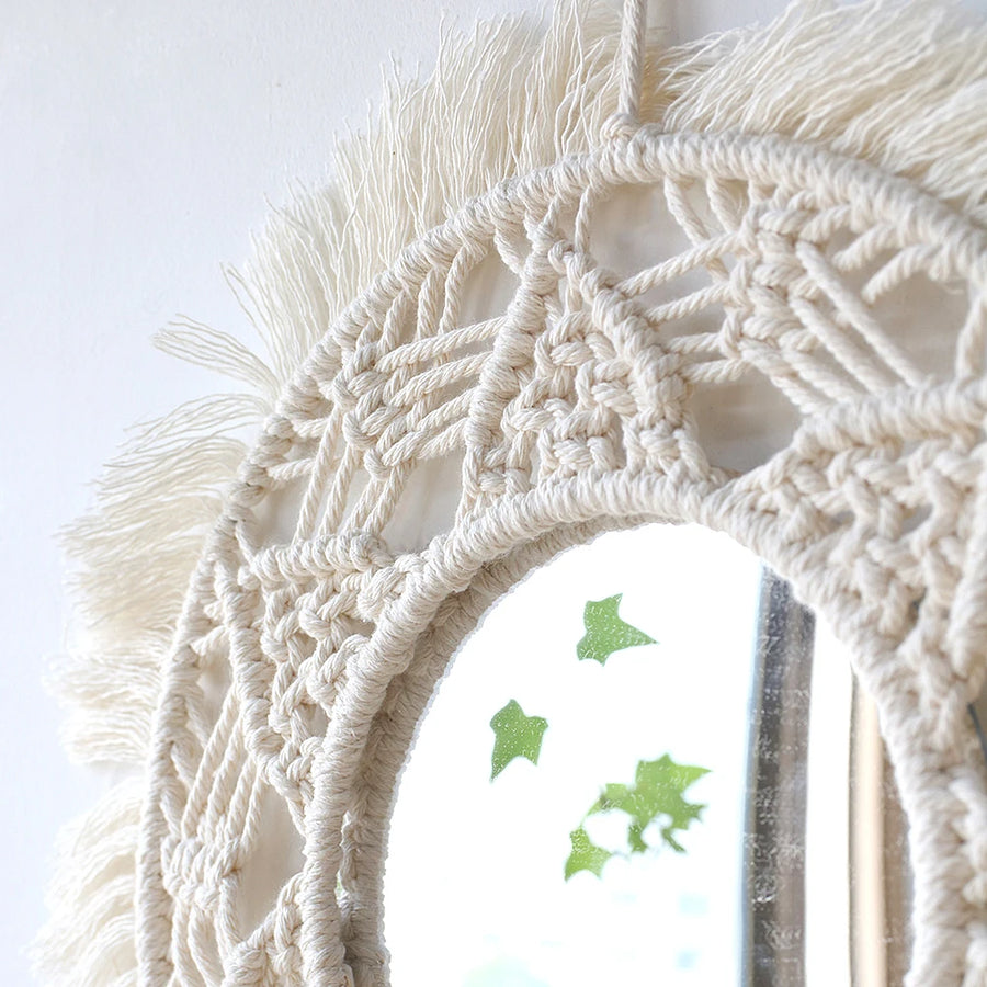Macrame Round Wall Mirror