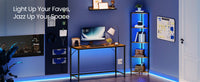 VASAGLE 5-Tier Corner Shelf, Bookcase with Adjustable LED Lights, Storage Shelf with Steel Frame