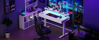OffiGo Electric Standing Desk, 120 X 54cm Height Adjustable Desk with 3 Drawers, RGB LED Strip, White